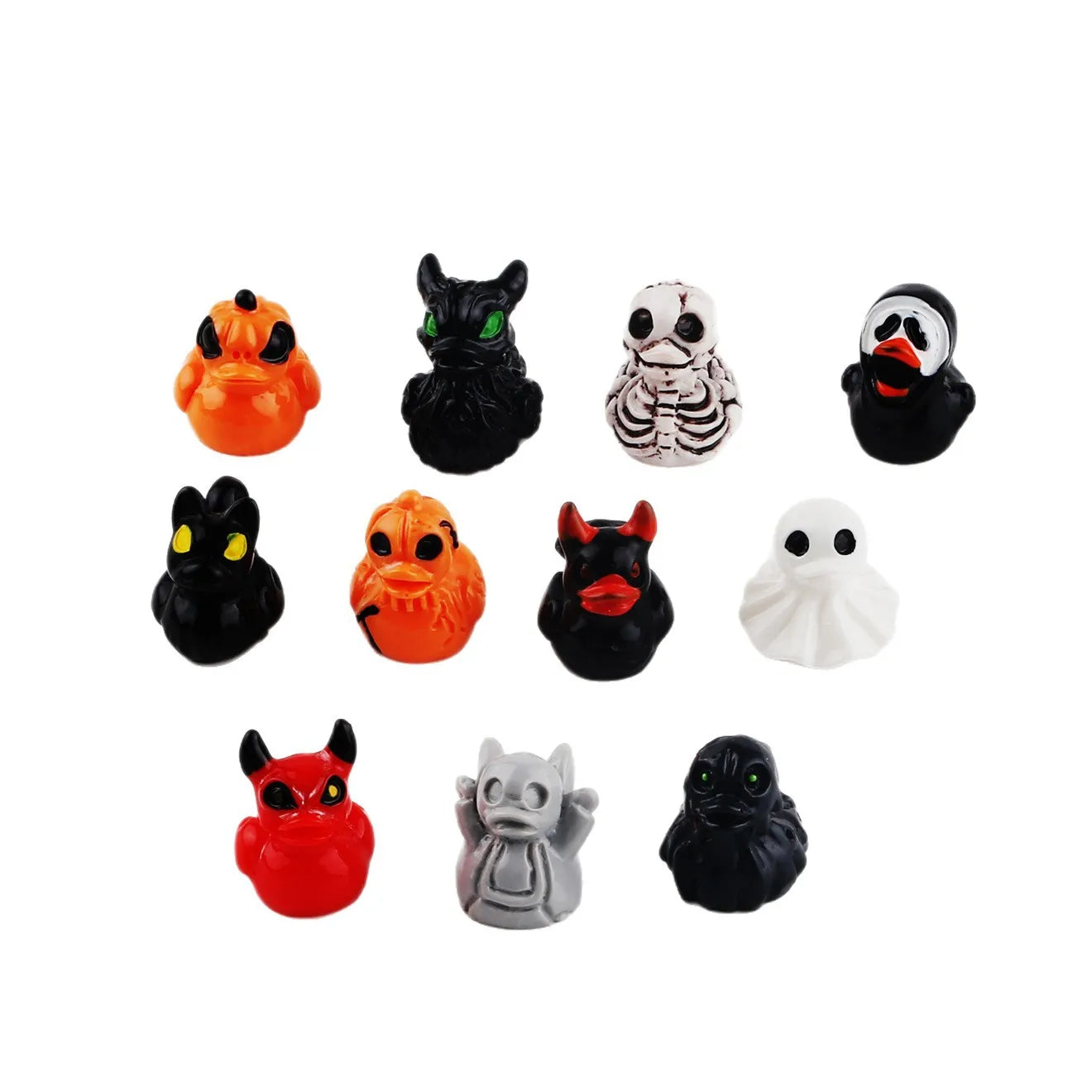 48Pcs Halloween Duck Figurines Mini Ghost Resin Ornaments for Fairy Garden