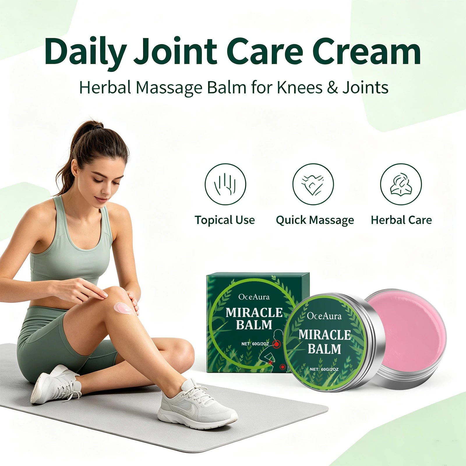 OceAura Herbal Body Massage Balm Miracle Muscle & Joint Relief Cream - 3