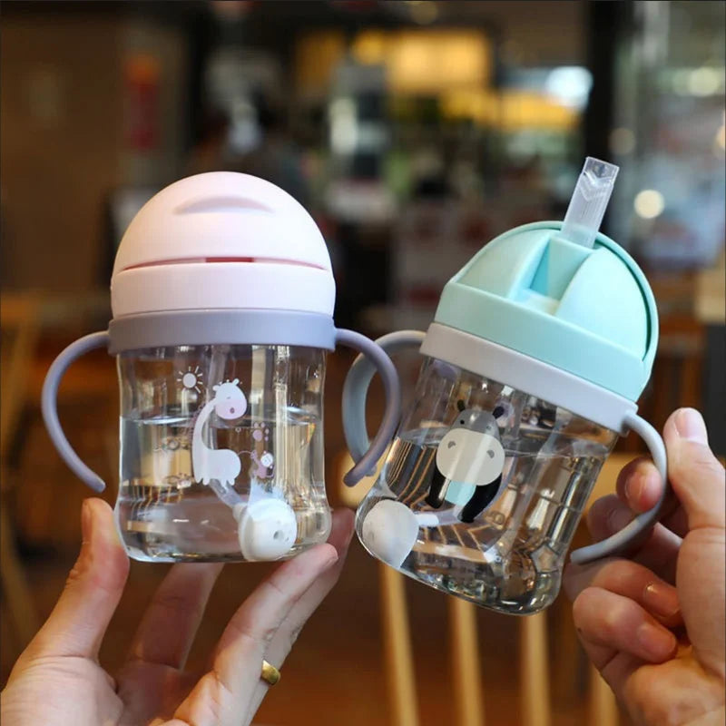 Baby Sippy Cup with Straw Gravity Ball and Handles 250ml Leakproof Bottle - 7