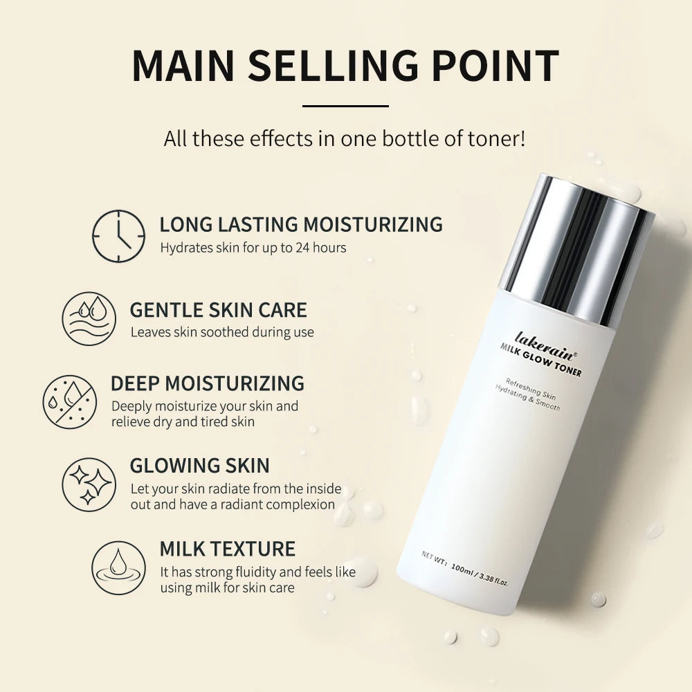 Milk Glow Toner Brightening Skin Care Face Hydration - 3
