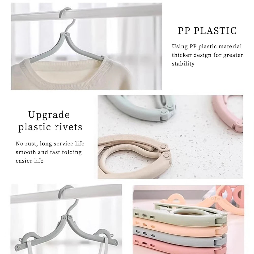 5-10pcs Folding Travel Hangers Portable Space Saving Clothes Rack - 10