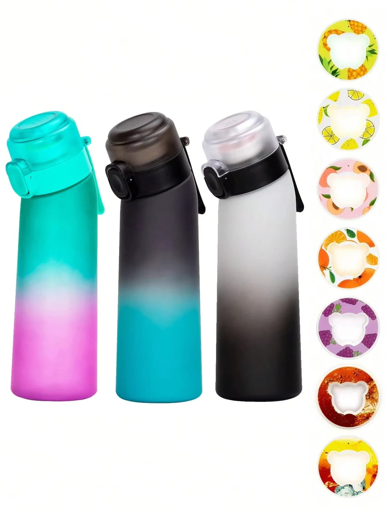 Gradient Scented Water Bottle with Flavor Pods 650ml Sports Drink Cup - 1