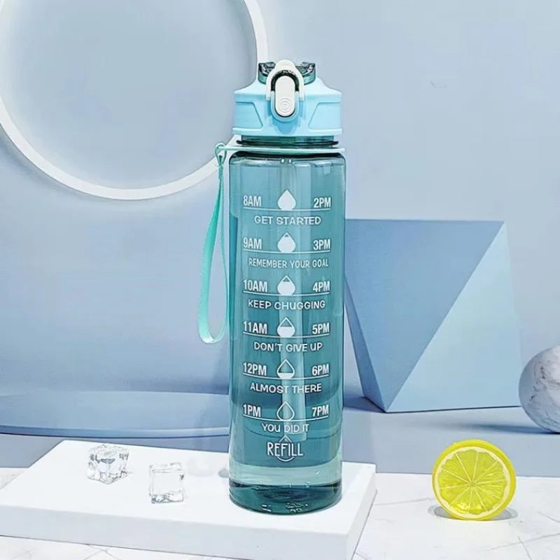 900ml Motivational Water Bottle with Straw Leak Proof Sports Mug - 11