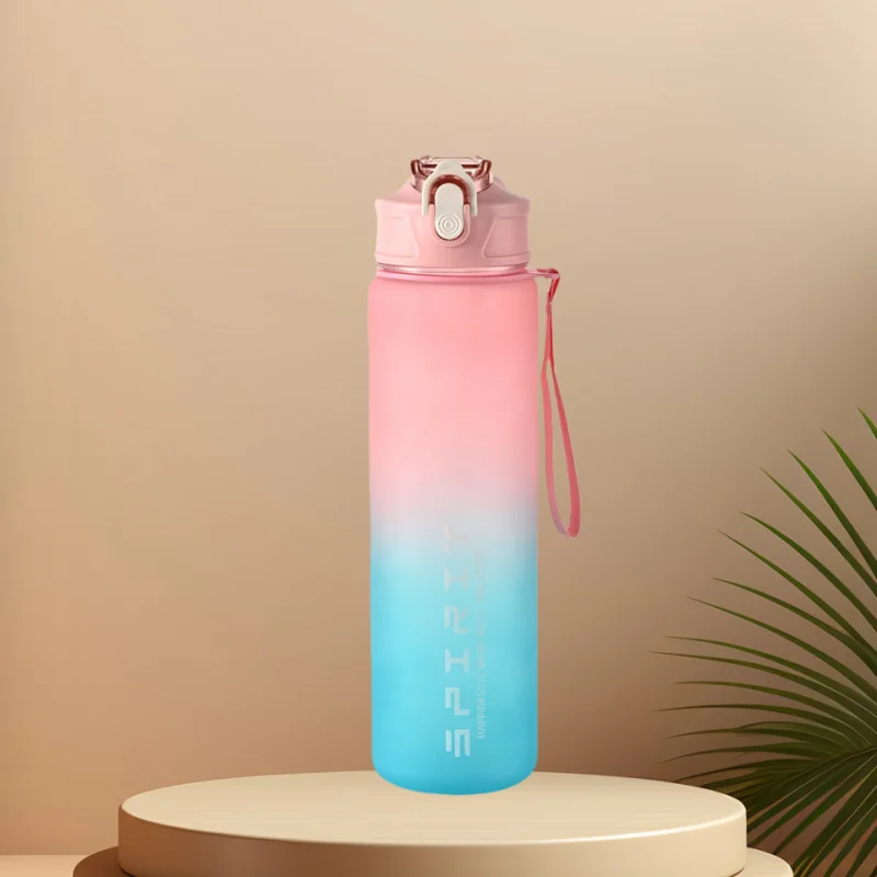 Motivational Sports Water Bottle with Time Marker and Leak Proof Straw - 44
