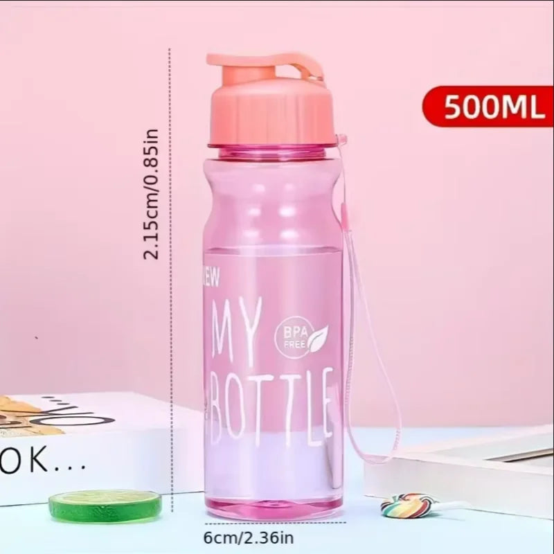 Fantia 500ml Transparent Sports Water Bottle with Strap for Hiking