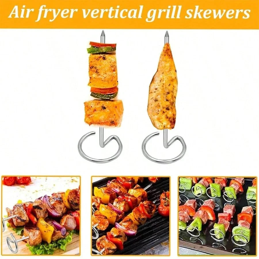 Stainless Steel Kabob Skewers Reusable BBQ Grilling Sticks Set - 10