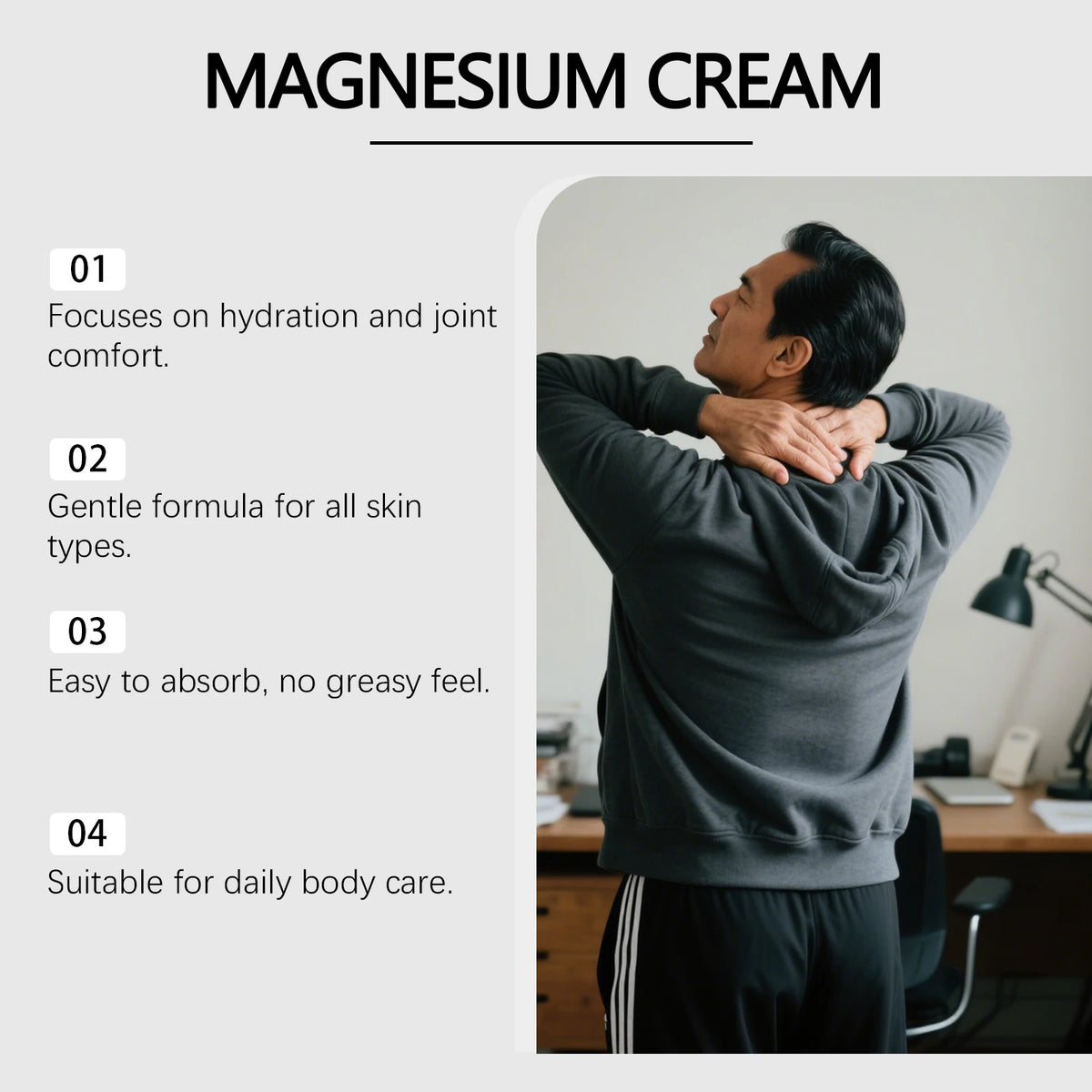 Joint Moisturizing Magnesium Cream Fast Absorbing Relief Care