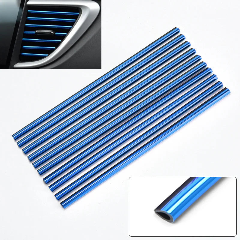 10pc Car Air Vent Trim Strips U-Shaped Interior Decorative Molding - 17