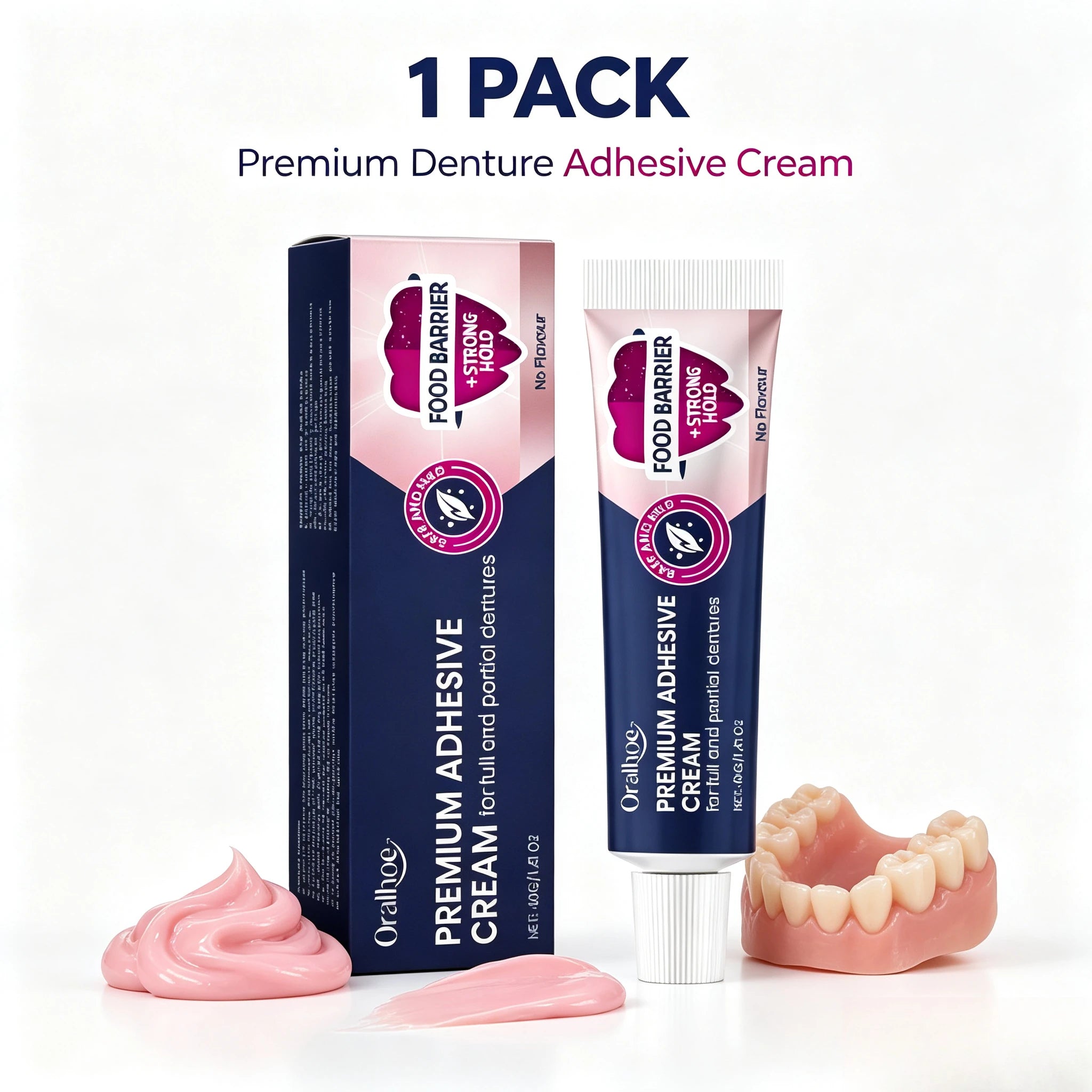 Denture Adhesive Cream Secure Fix Glue for Full Partial Dentures - 7