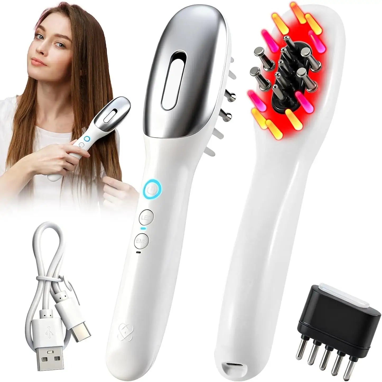 Electric EMS Scalp Massager Comb Hair Growth Oil Applicator - 1