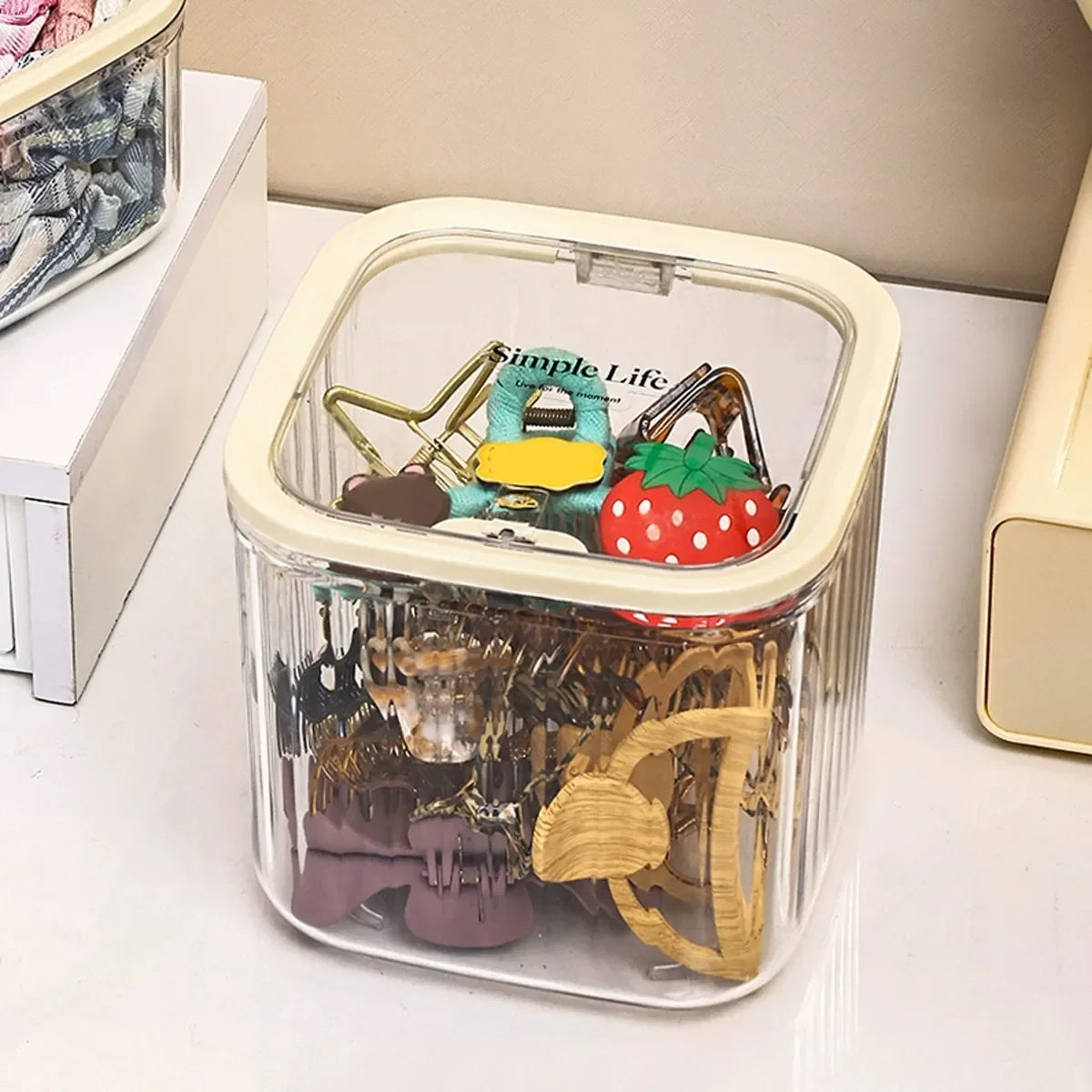 Transparent Hair Accessory Organizer Storage Box for Jewelry and Bows - 4