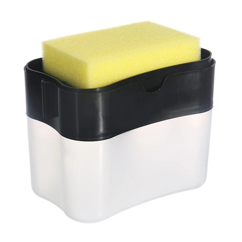 Soap Dispenser with Sponge Holder Manual Press Kitchen Dishwashing Pump - 9