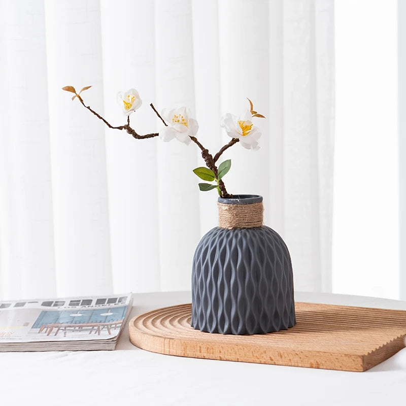 Modern Nordic Wave Plastic Vase Decorative Flower Pot Table Ornament - 4