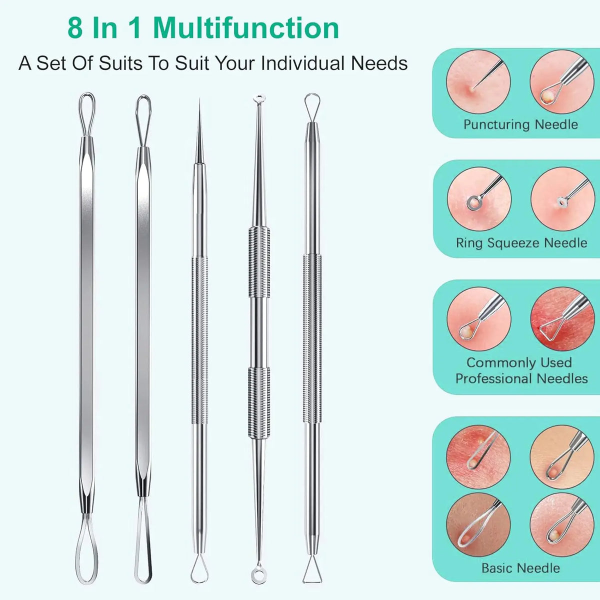 Stainless Steel Blackhead Remover Tool Kit Pimple Extractor
