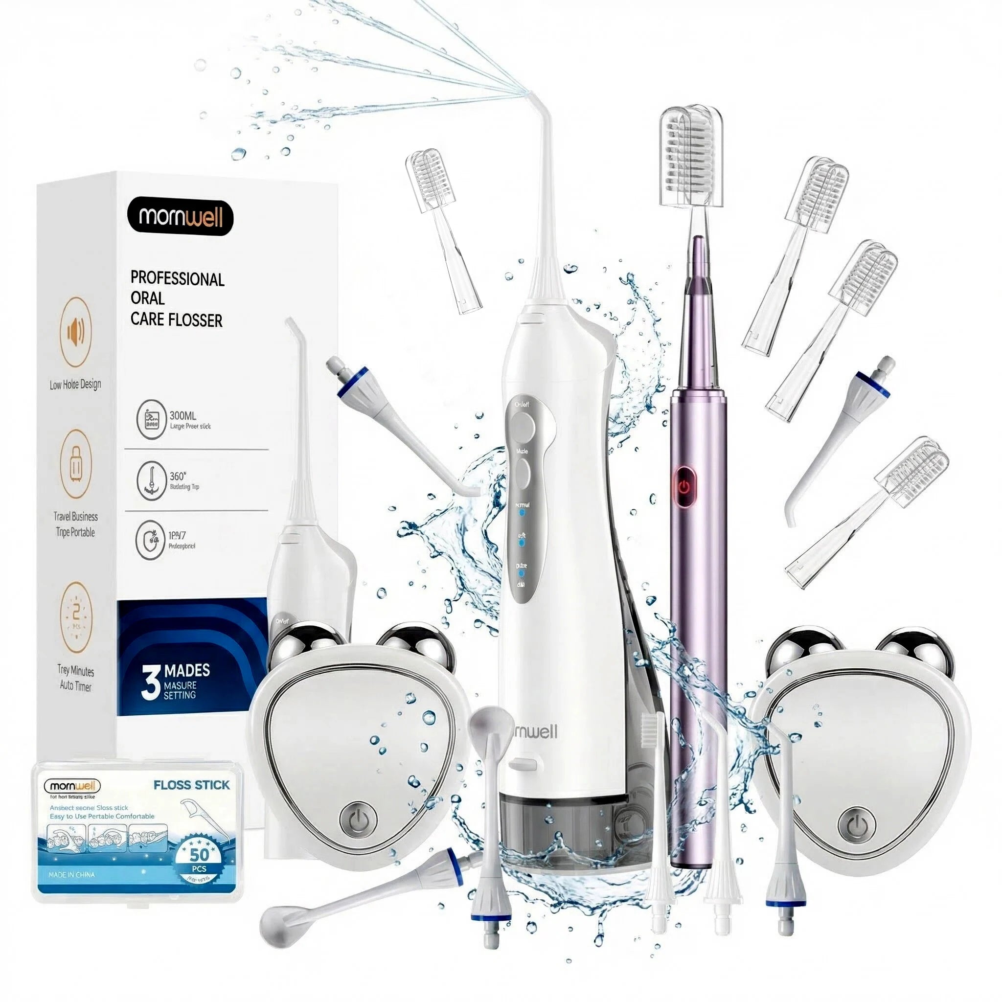 Mornwell Water Flosser Electric Toothbrush Oral Care Kit - 1