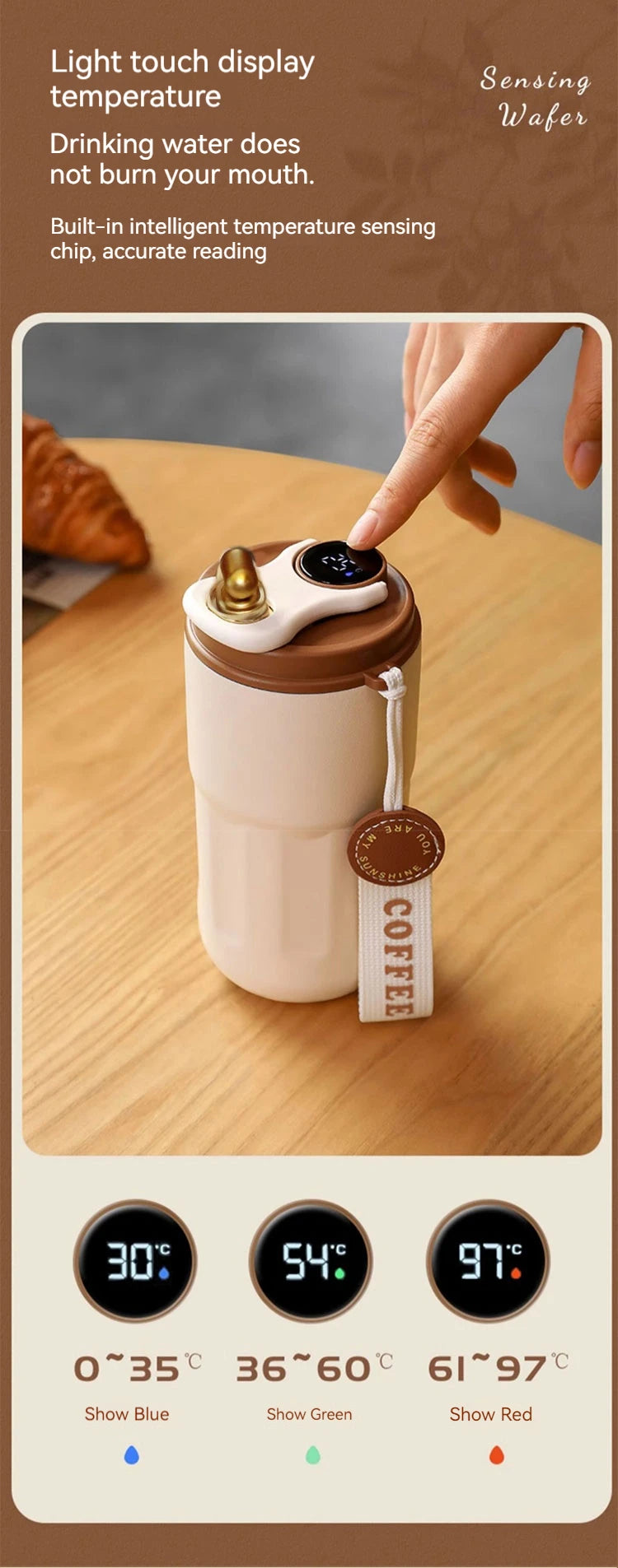 Smart Stainless Steel Coffee Mug with LED Temperature Display Travel Flask