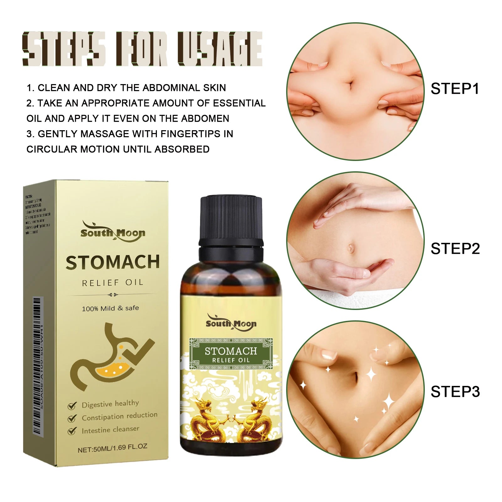 Herbal Stomach Relief Oil Abdomen Massage Constipation Care - 11