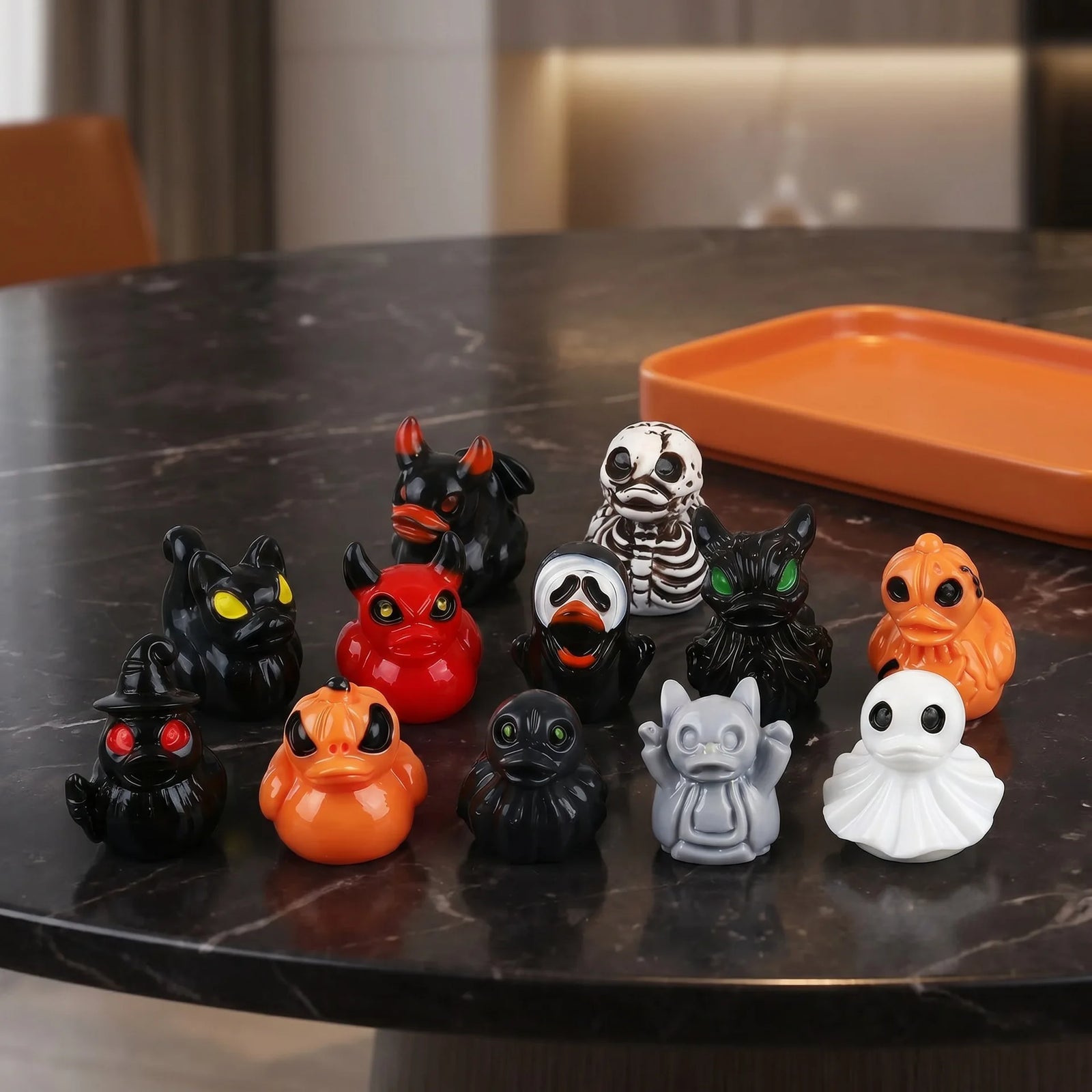 48Pcs Halloween Duck Figurines Mini Ghost Resin Ornaments for Fairy Garden