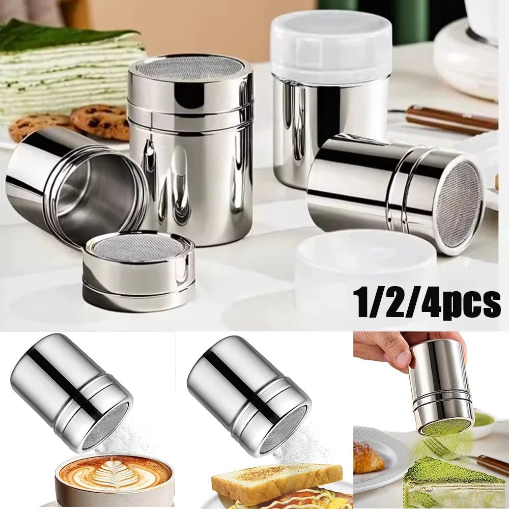 Stainless Steel Coffee Shaker and Flour Sifter with Lid for Seasoning - 1