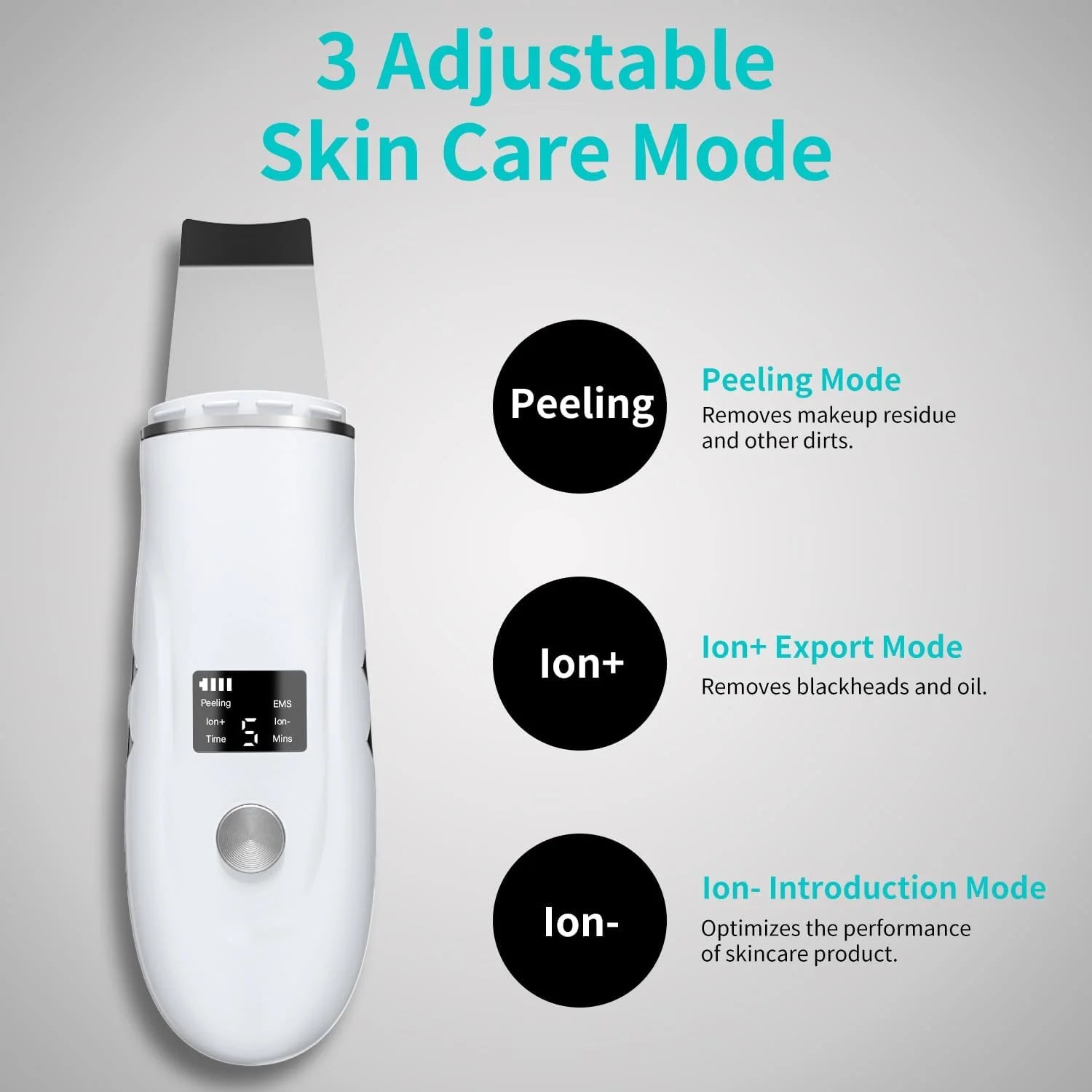 4 in 1 Ultrasonic Facial Skin Scrubber & Blackhead Remover Spatula - 5
