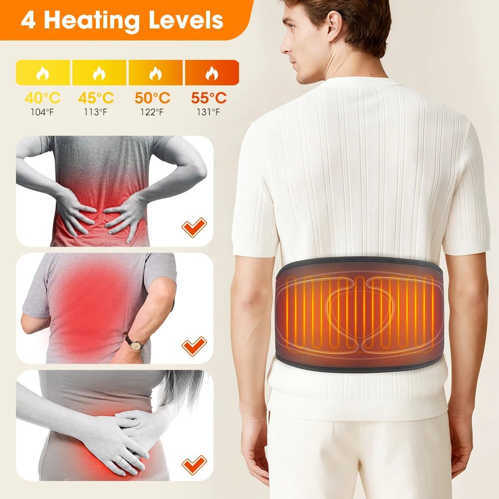 Cordless Back Massager Belt Heated Waist Wrap