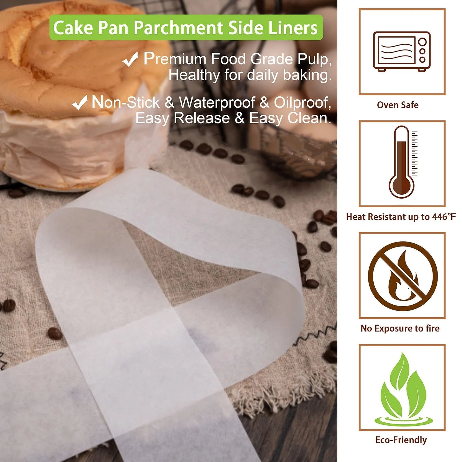 Non-Stick Baking Parchment Paper Roll for Cake Pan Liner and Air Fryer