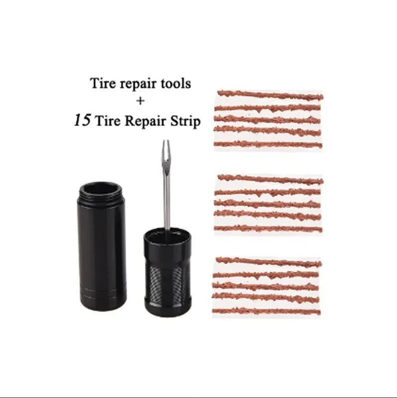 Portable Bike Tubeless Tire Repair Kit Emergency Plug Tool Set