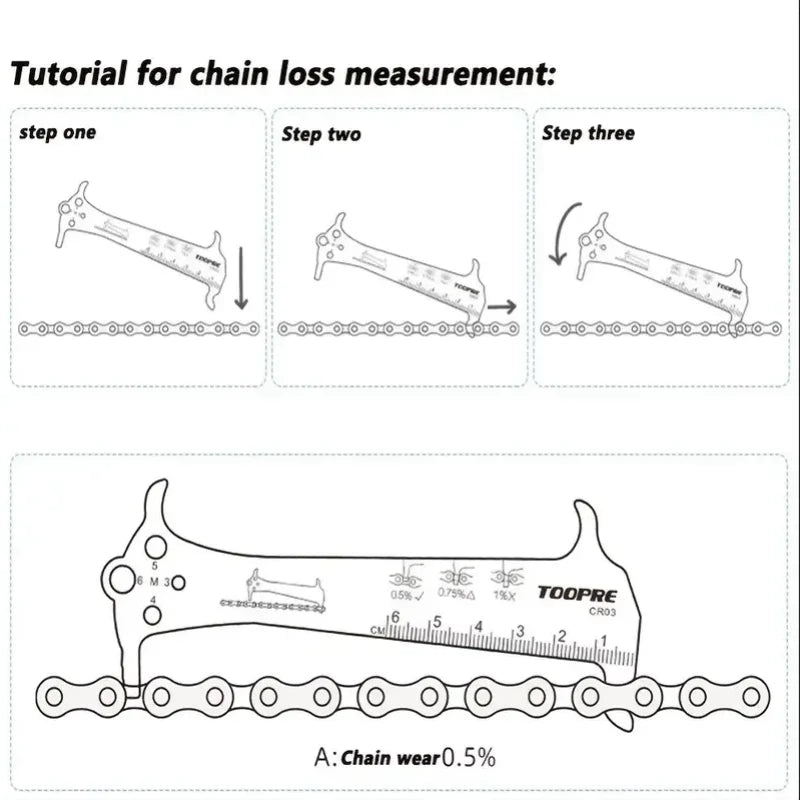 Toopre Bicycle Chain Wear Indicator Gauge Tool Bike Chain Checker Ruler - 5