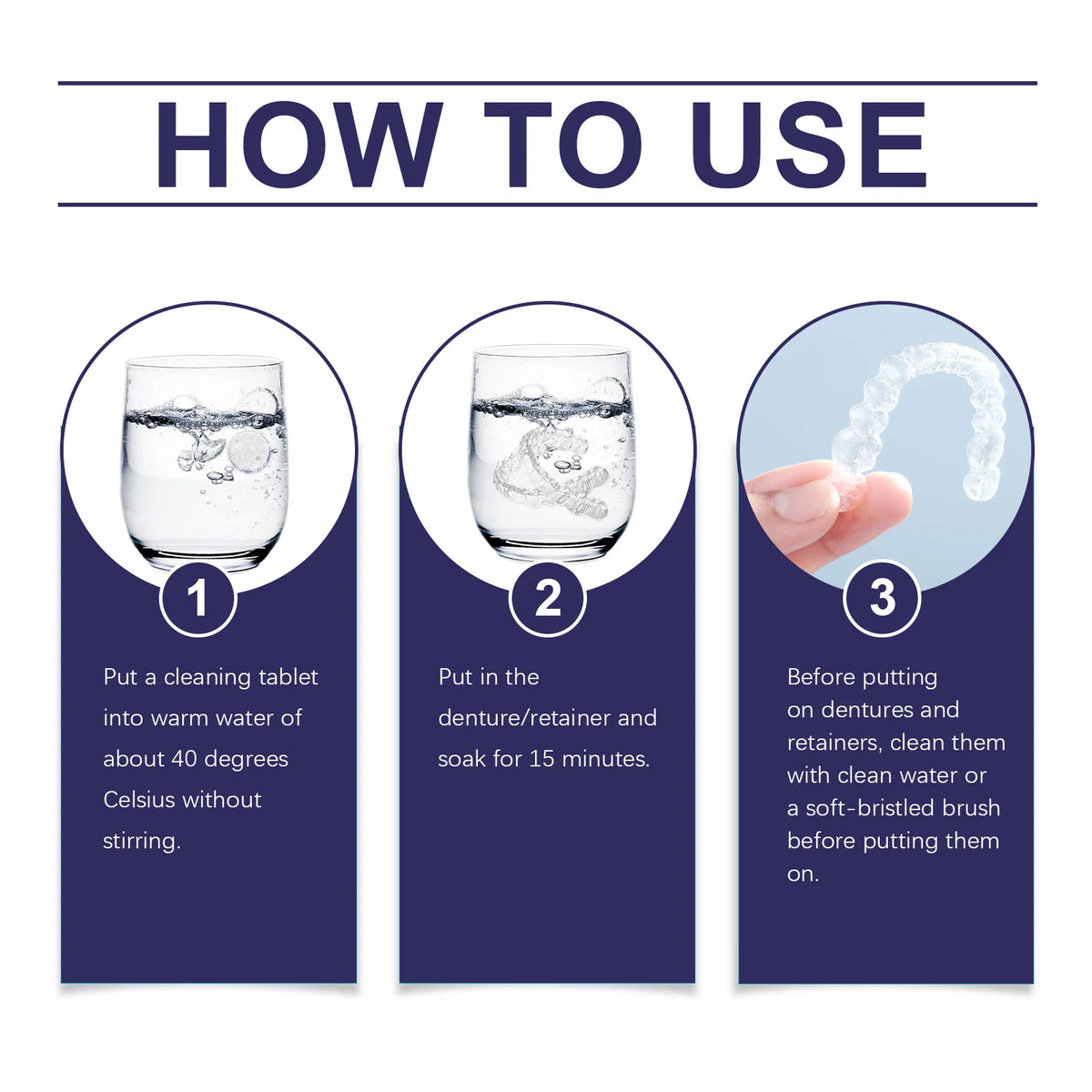 Oralhoe Denture Cleaning Effervescent Tablets Plaque Stain Remover