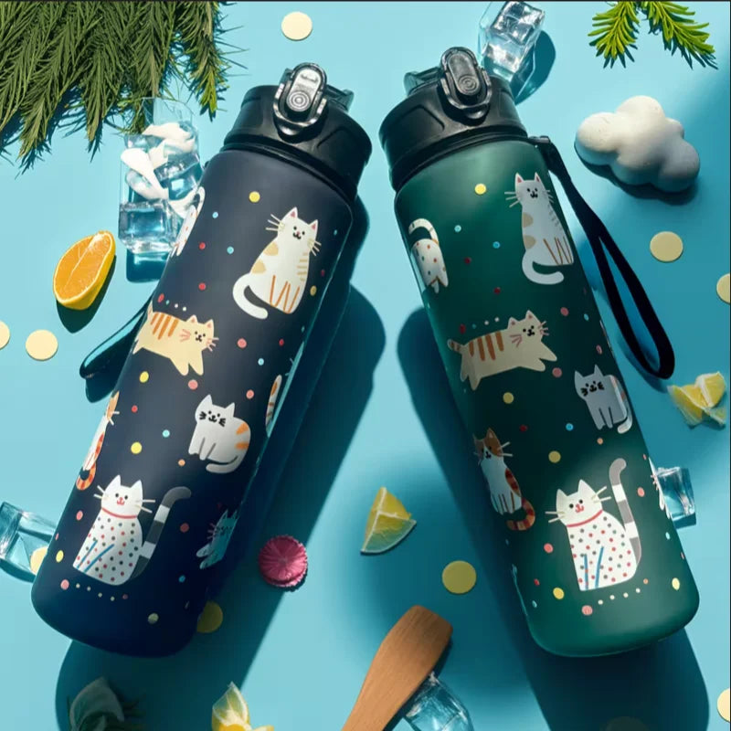 Fantia 750ml Matte Cat Water Bottle Leak Proof Sports Fitness Cup - 7