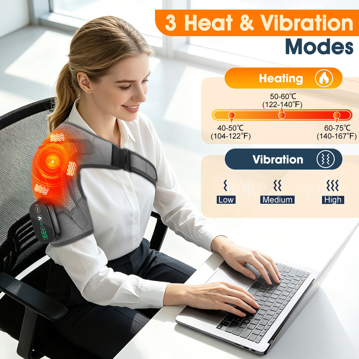Cordless Neck and Shoulder Massager with Heat and Vibration