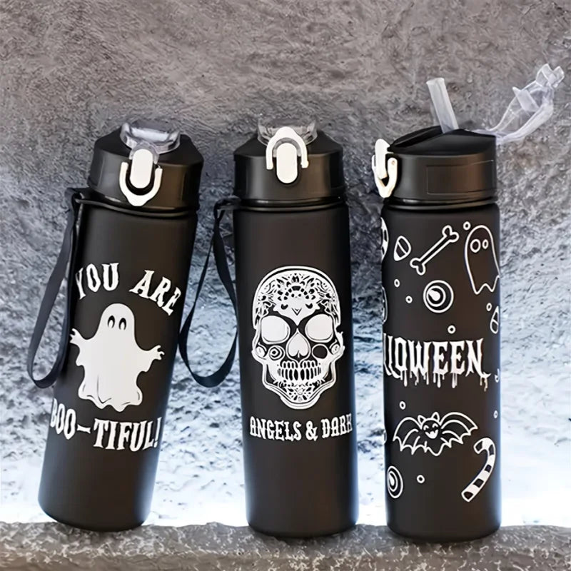 750ML Halloween Water Bottle Portable Sports Straw Flask BPA Free - 7