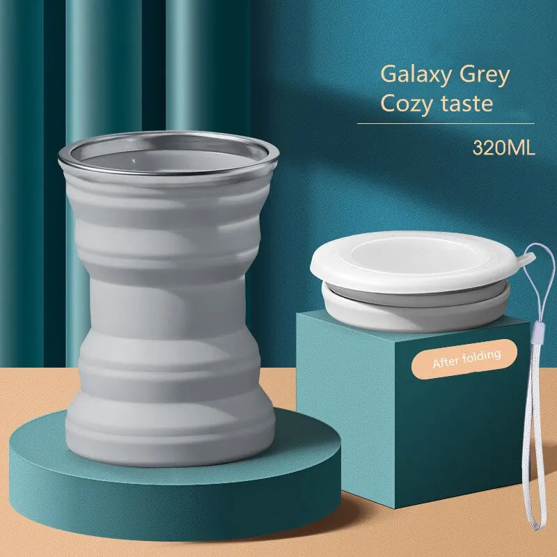 Portable Silicone Collapsible Cup Foldable Travel Mug with Lanyard - 18