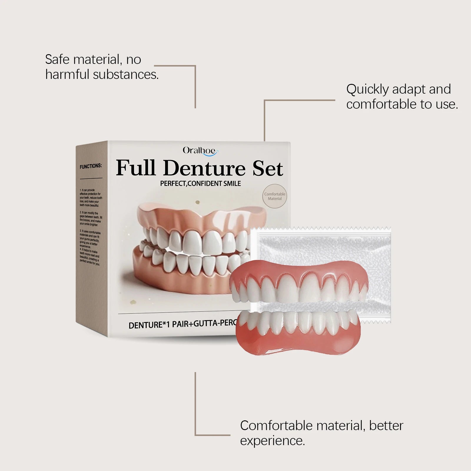 Silicone Denture Set Upper and Lower False Teeth Repair Kit - 14