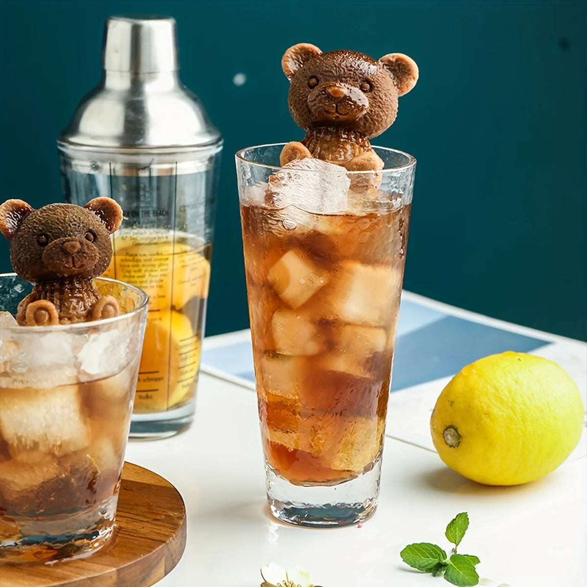 Cute Bear Silicone Ice Cube Tray Mold for Whiskey Coffee and Cocktails - 8