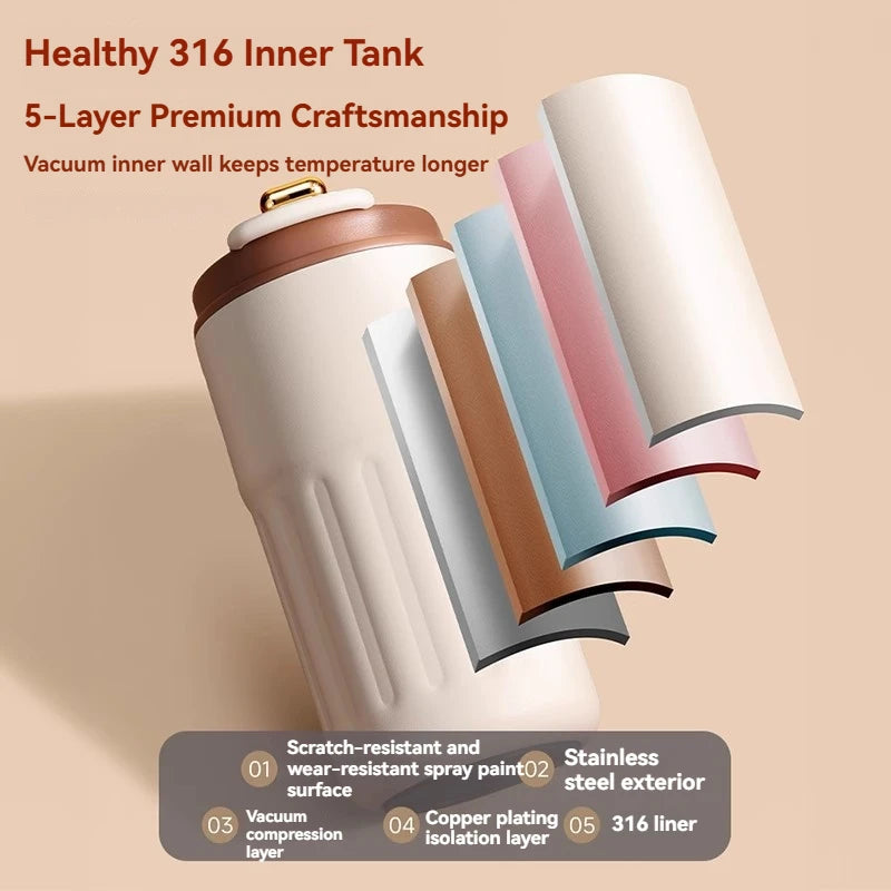 Smart Stainless Steel Coffee Mug with LED Temperature Display Travel Flask - 5