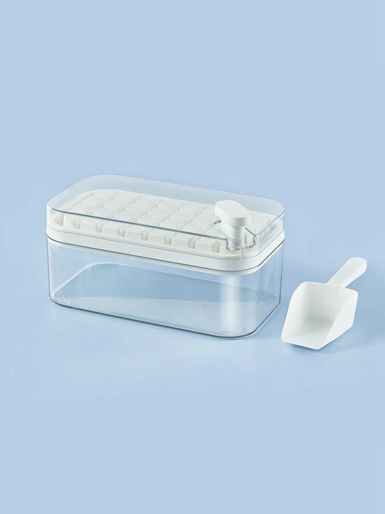 32 Grid Ice Cube Tray with Lid and Storage Bin One Click Release Maker
