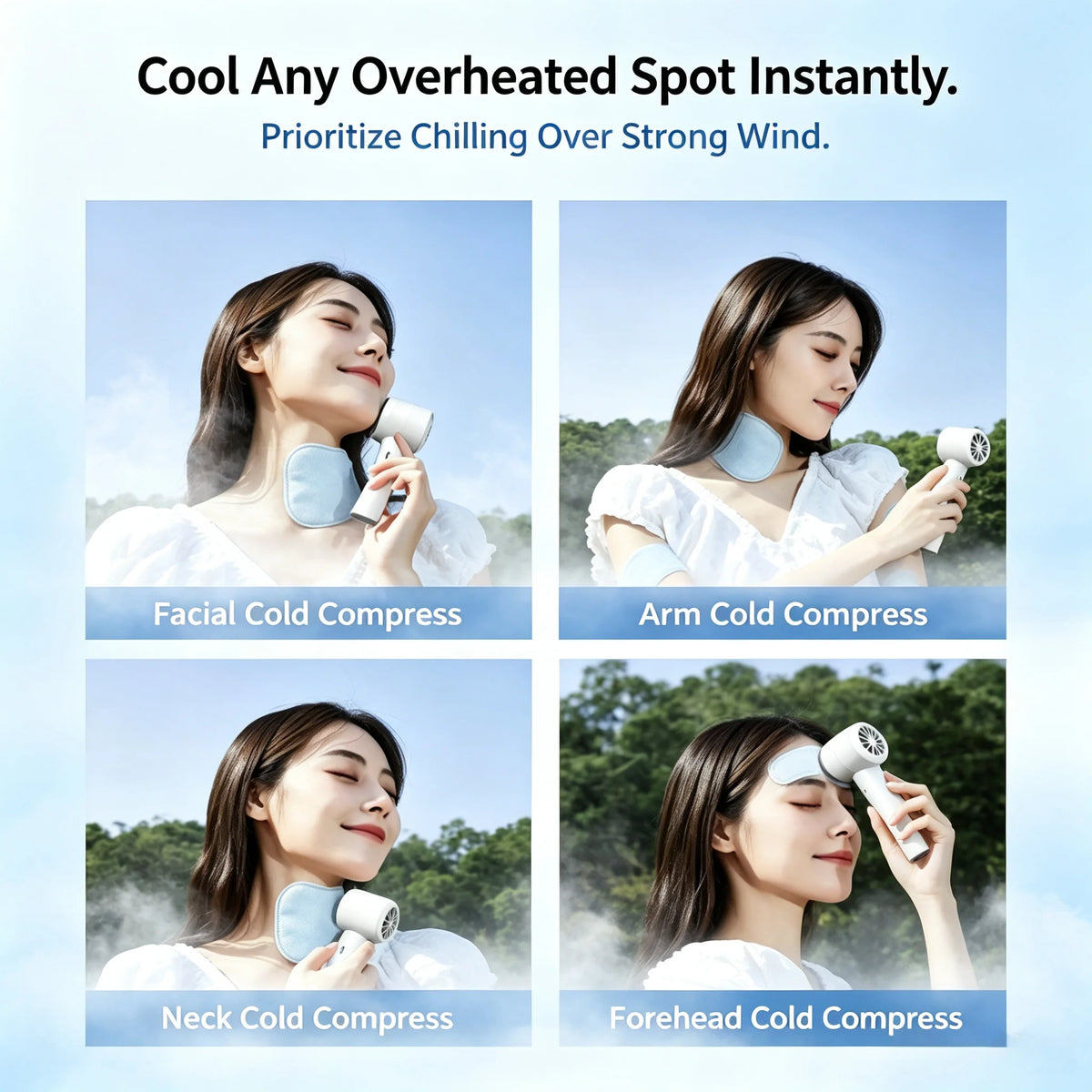 Rechargeable Turbo Mini Handheld Fan with Ice Cooler