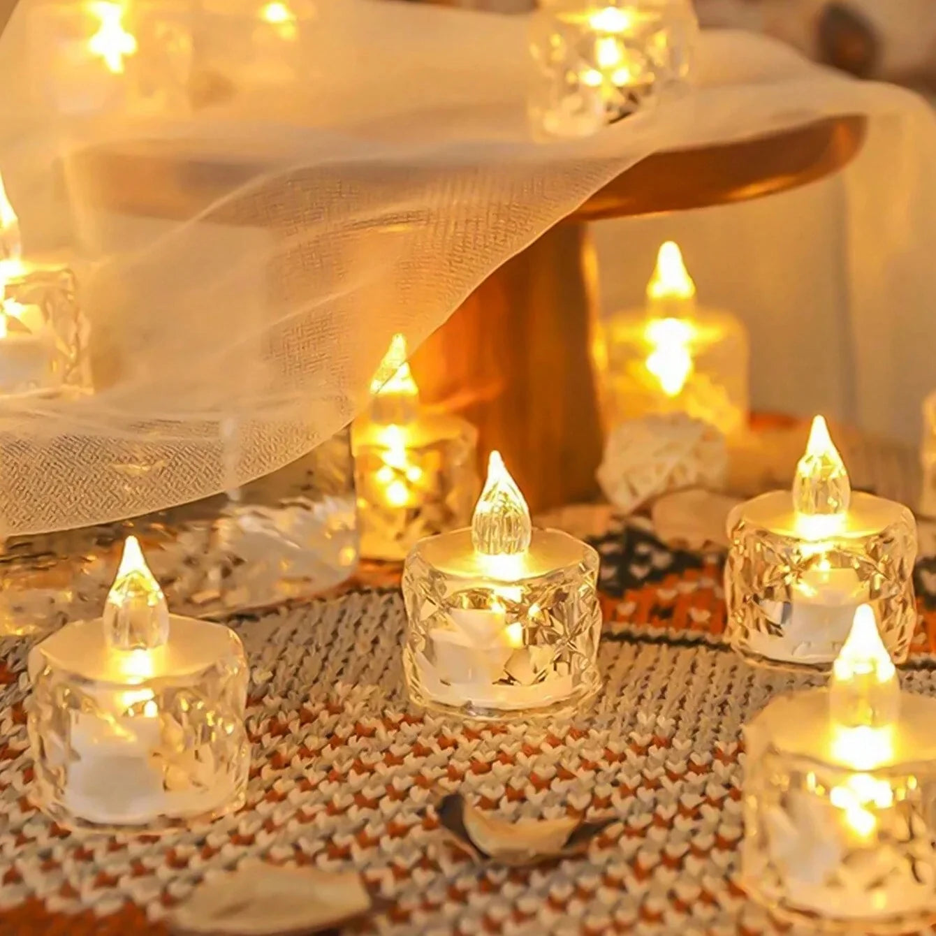 Flameless LED Crystal Tea Light Candles Flickering Electric Night Lamps - 7