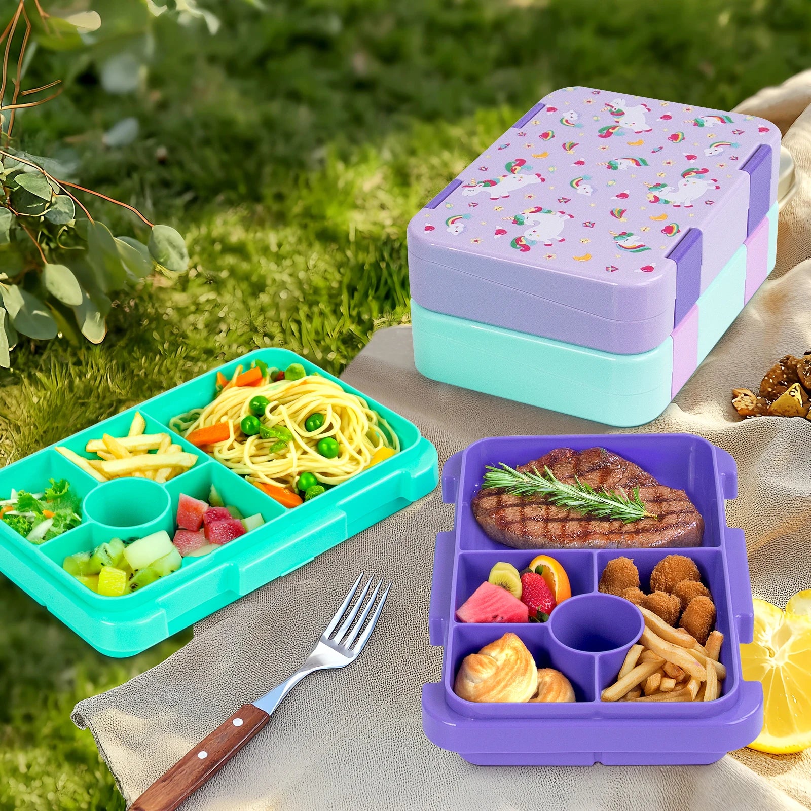 1100ml Christmas Cartoon Bento Box Leakproof Microwavable Lunch Container - 24