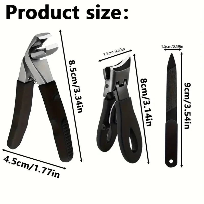 3 Piece Professional Nail Clipper Set Stainless Steel Heavy Duty Trimmers - 10