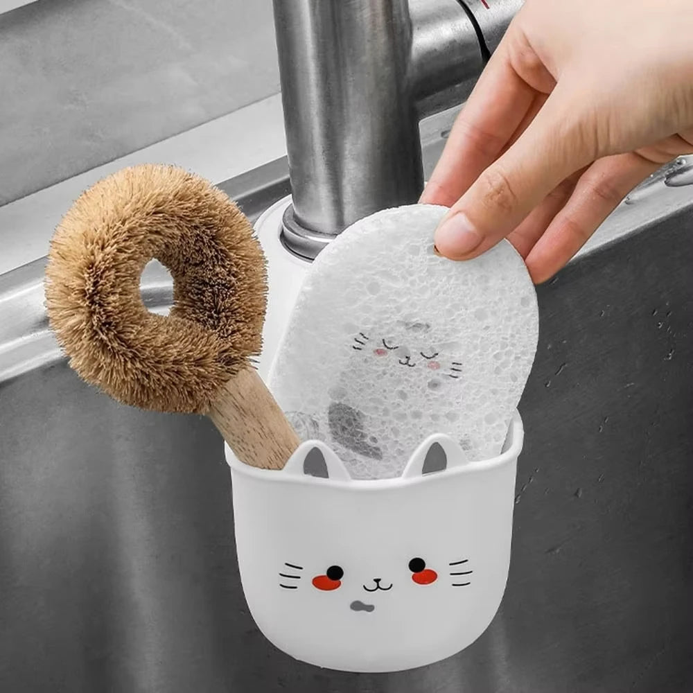 Cat Shape Silicone Kitchen Sink Faucet Sponge Holder Hanging Drain Basket - 9