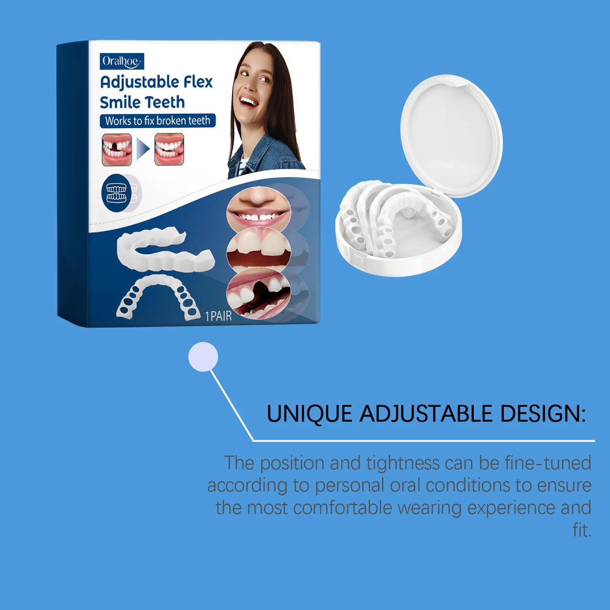 Adjustable Snap On Dentures Fake Teeth Veneers