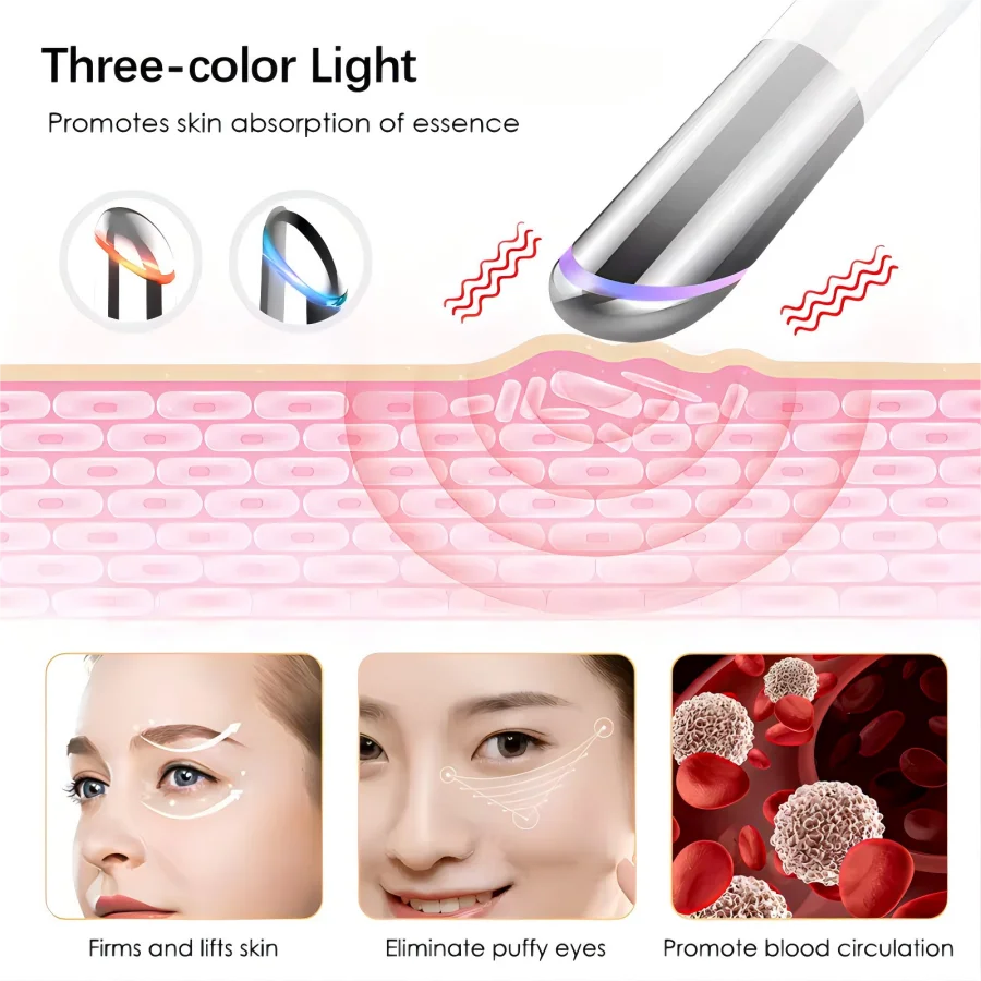 3 in 1 LED Eye Care Facial Massager Photon Light Wand - 4