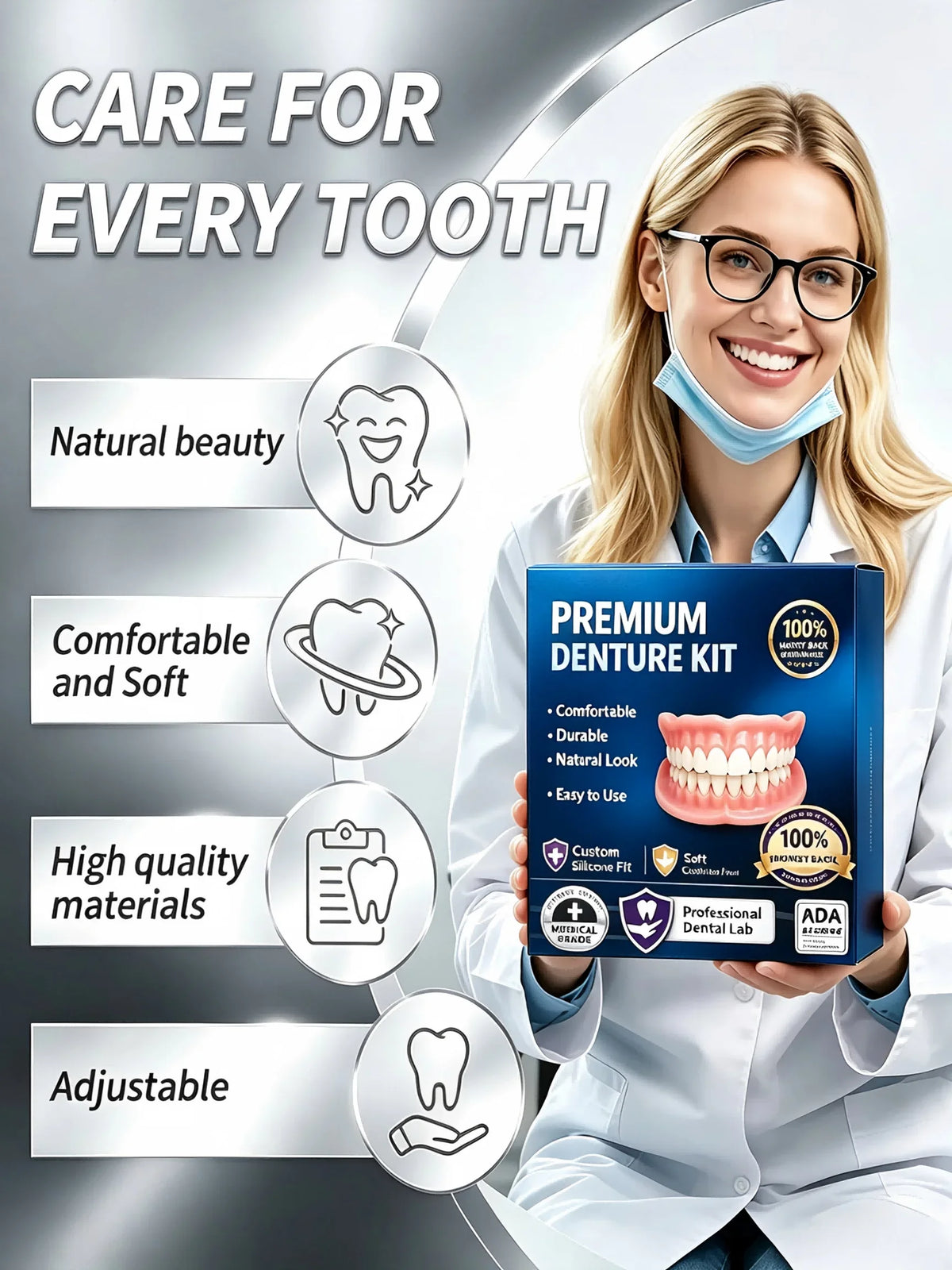 Temporary Silicone False Teeth Kit Cosmetic Smile