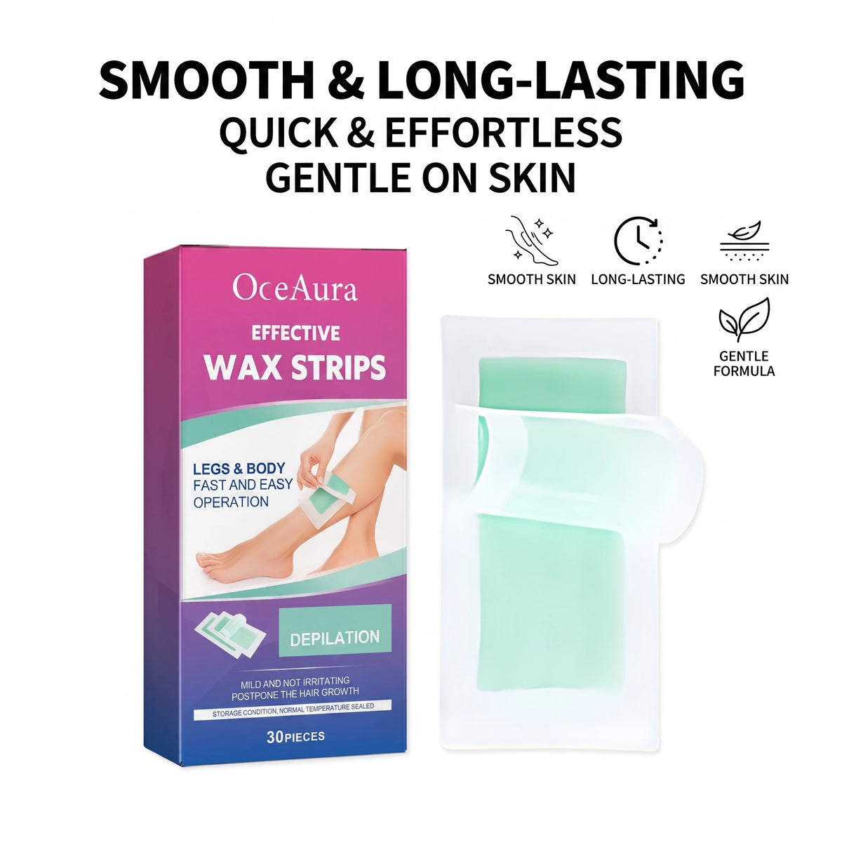 OceAura Full Body Depilatory Wax Strips for Smooth Hair Removal