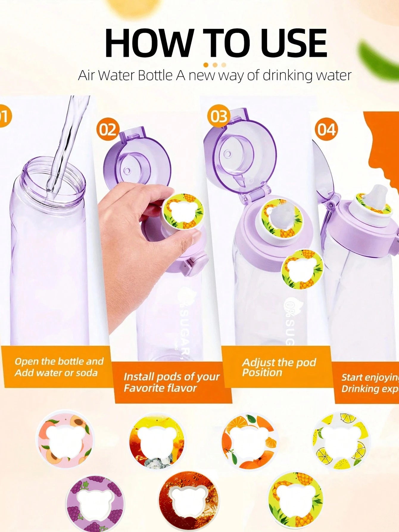 Bear Shape Scented Flavor Pods for Water Bottle Sugar Free Fragrance - 3
