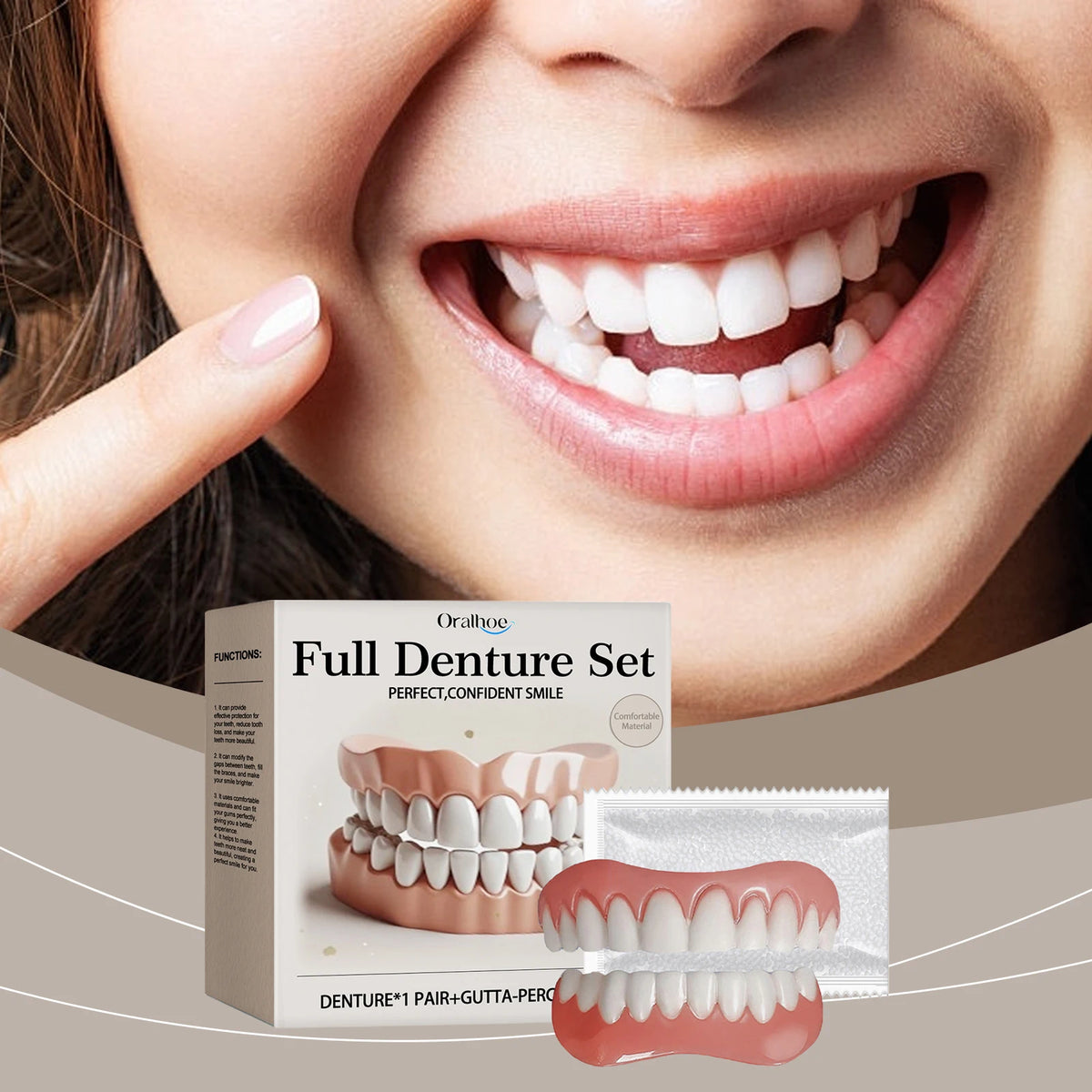 Silicone Denture Set Upper and Lower False Teeth Repair Kit