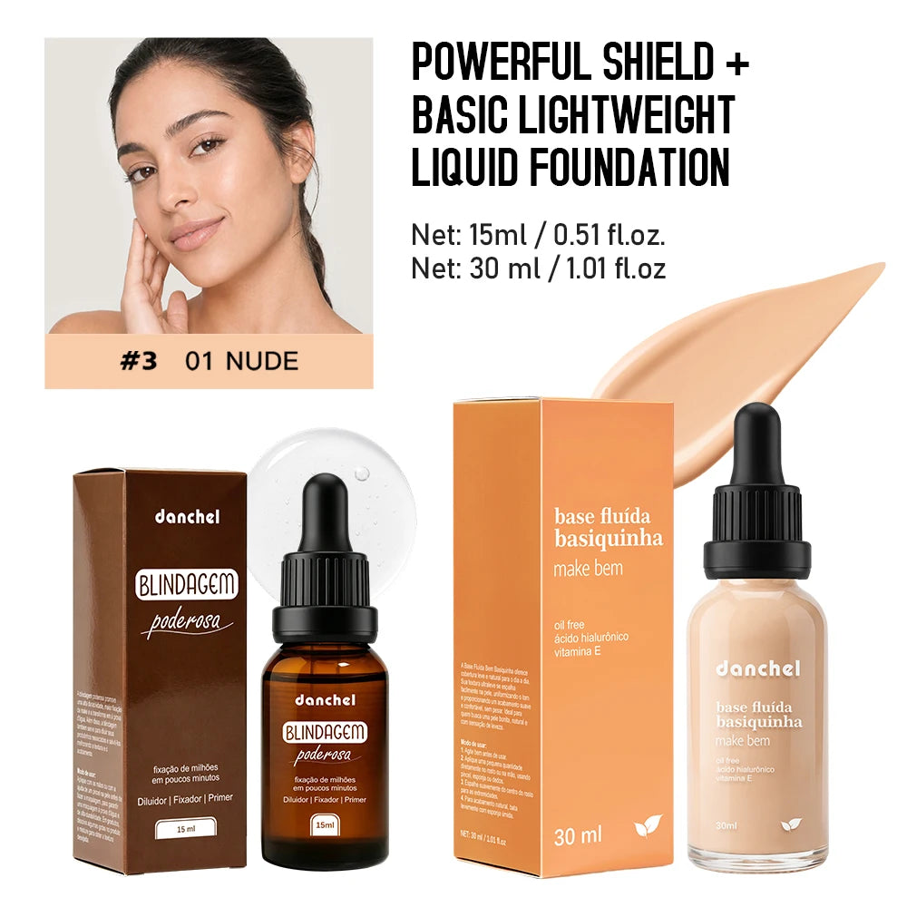 2pcs Waterproof Primer Serum and Liquid Foundation Makeup Set - 19