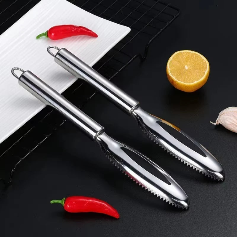 Stainless Steel Fish Scaler Scraper Kitchen Seafood Cleaning Tool - 15